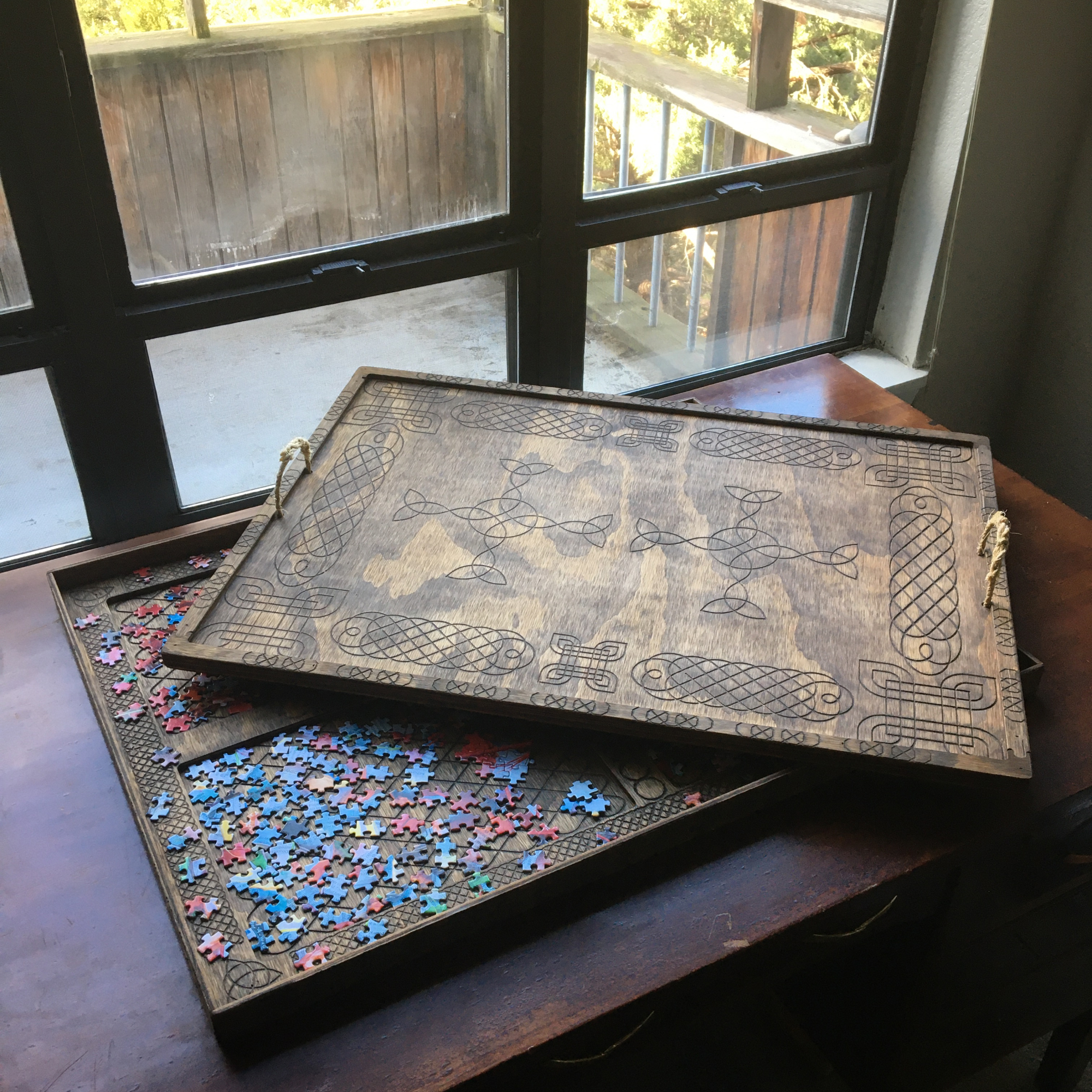 Puzzle board and storage tray.